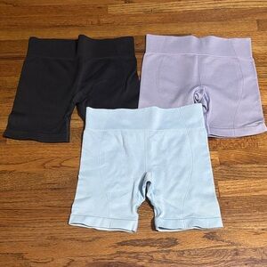 Target all in motion girls size 8 bicycle shorts lot of 3 black blue purple